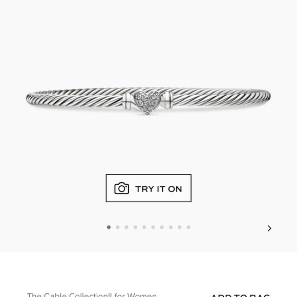 David Yurman Sterling/ Diamond Pave Heart Bracelet/ Pendant Set - Picture 11 of 11